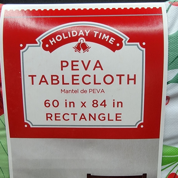 Poinsettia PEVA Vinyl Tablecloth 60 x 84 inch Rectangle Holiday Time Christmas - Picture 2 of 9